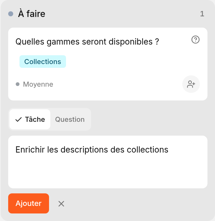 Création d’une carte dans le Kanban Cuik